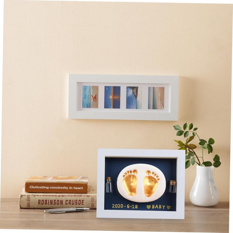 1 Set Newborn Prints Keepsake Kit Handprint Picture Frame with Safe Ink Pad Fetal Hair Bottles and Blank Photo Frame for DIY Memories present for Friends - Image 2