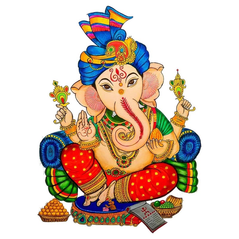 Decor Villa Ganpati Large Wall Sticker JUST Peel Stick New Modern Art Trendy Wall Stickers for Home Decoration Living RoomOffice Bedroom Prayer Room etc Size 58 cm x 43 cm