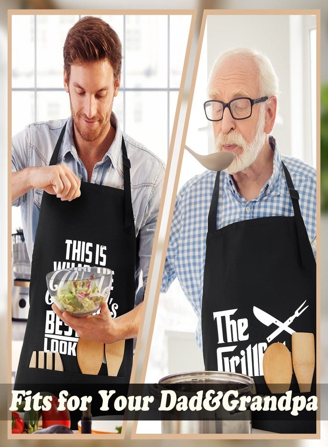 Newcotte 3 Pcs Aprons Cooking Gifts for Men Father's Day Dad Funny Baking Chef Apron for Husband Birthday Gifts, 3 Designs(Classic Style) - Image 2