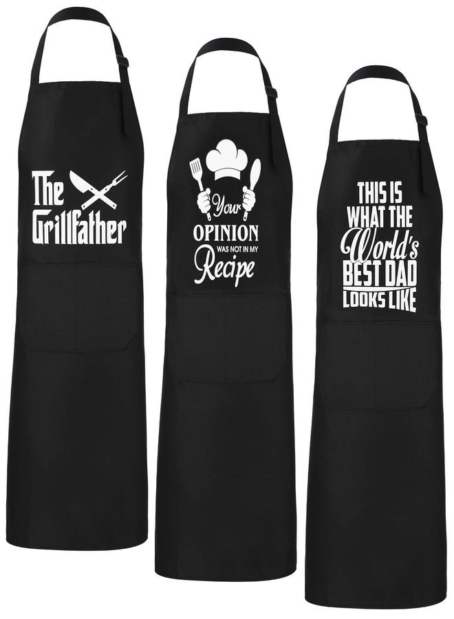 Newcotte 3 Pcs Aprons Cooking Gifts for Men Father's Day Dad Funny Baking Chef Apron for Husband Birthday Gifts, 3 Designs(Classic Style) - Image 1