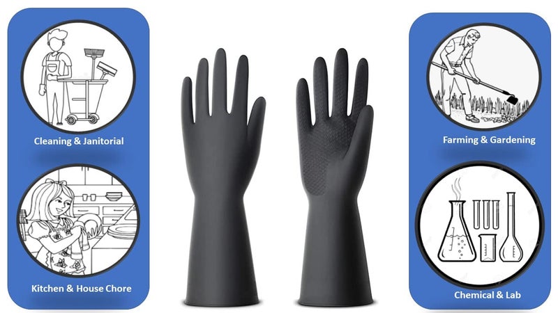 Satishve MultiPurpose Reusable ruber hand gloves For Dish WashingGardening Gloves For Washing UtensilsEssential For House Cleaning Products Size Large - Image 5