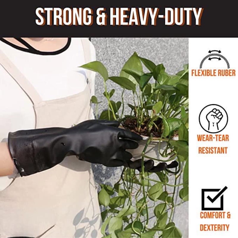 Satishve MultiPurpose Reusable ruber hand gloves For Dish WashingGardening Gloves For Washing UtensilsEssential For House Cleaning Products Size Large - Image 2