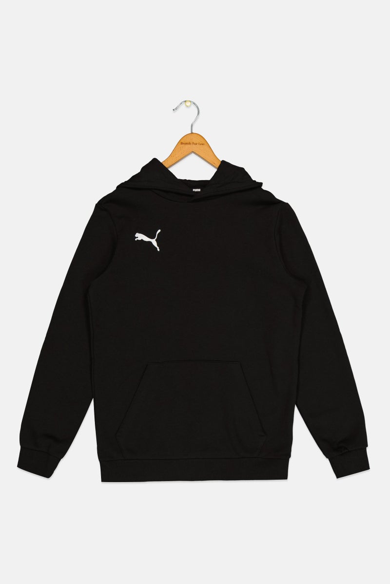 PUMA هودي خارجي طويل الأكمام للأطفال الأولاد بشعار مطرز، أسود - Image 2