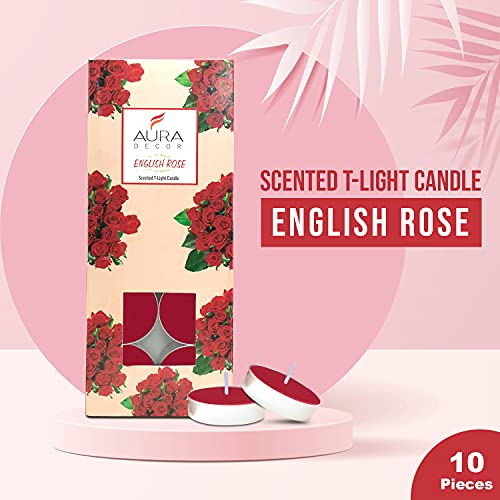 AURA DECOR AuraDecor Pack of 20 Fragrance Tealight Candles || Spa Candles || 3 Hours Burning Time (Rose & Lemon Grass), Wax - Image 2