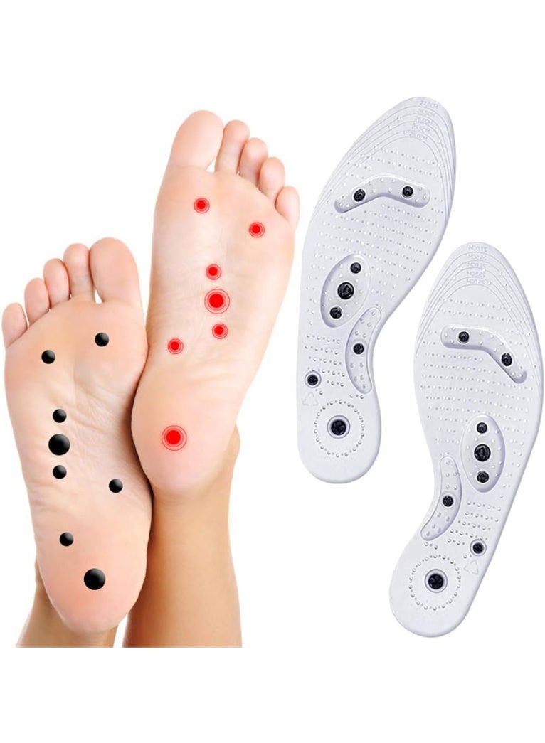 Soofam Magnetic Acupressure Insoles, 1 Pair Thin Soles with Magnetic Pressure Points Cuttable Foot Massage Inserts, Foot Therapy Reflexology Pain Relief Shoe Insoles for Men & Women (S) - Image 1