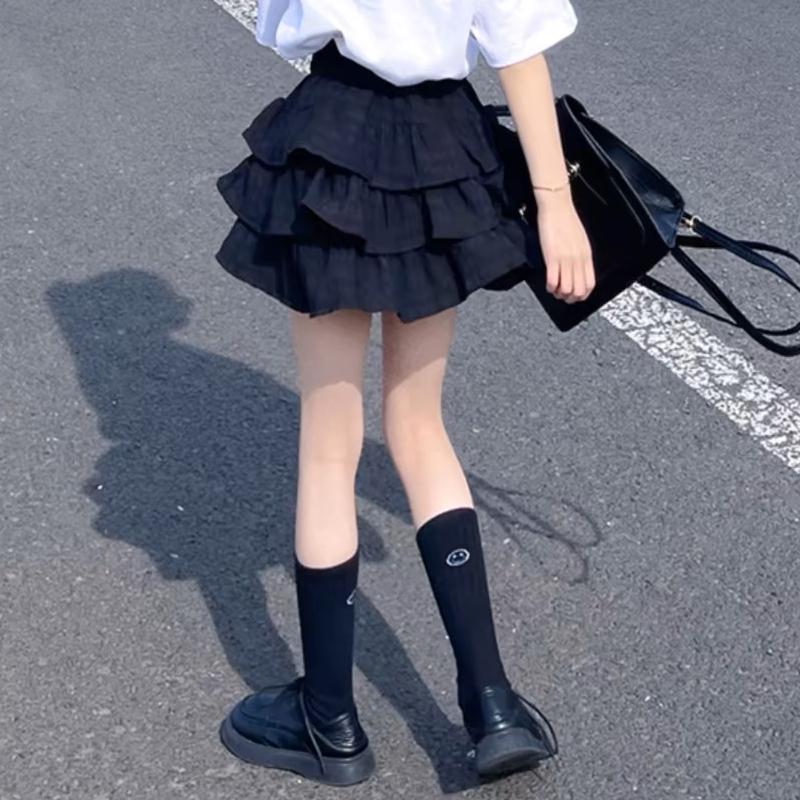 Girls Skirt Summer Style Princess Cake Skirt Half Skirt Medium And Large Children Black And White Fluffy Skirt - Image 5