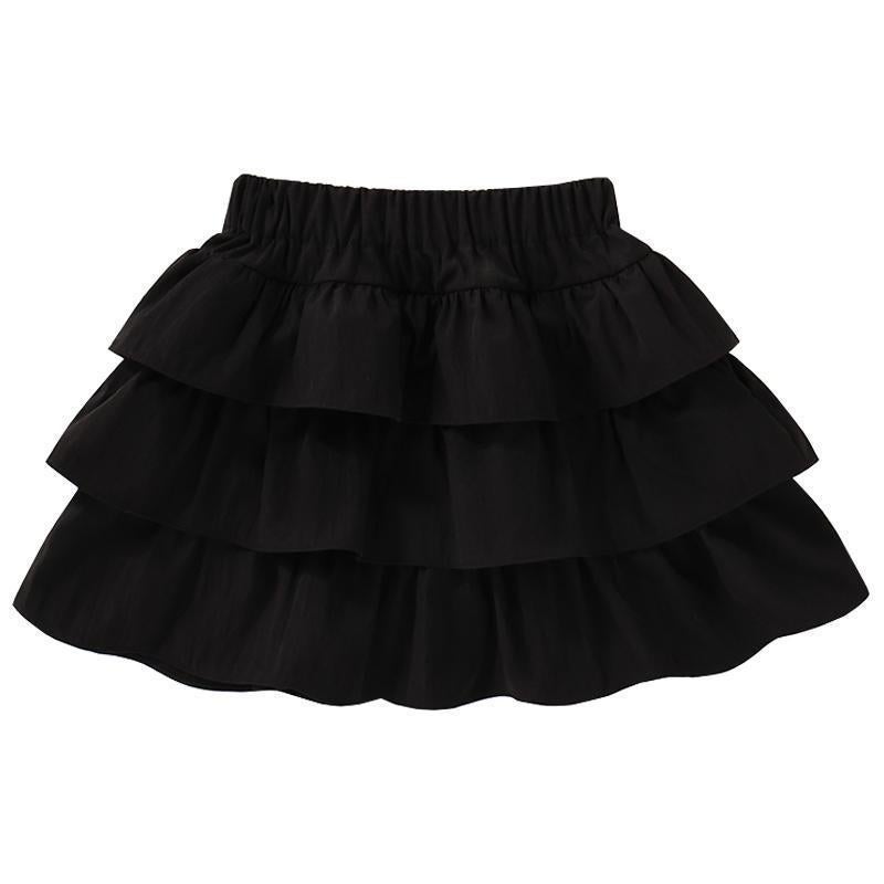 Girls Skirt Summer Style Princess Cake Skirt Half Skirt Medium And Large Children Black And White Fluffy Skirt - Image 1