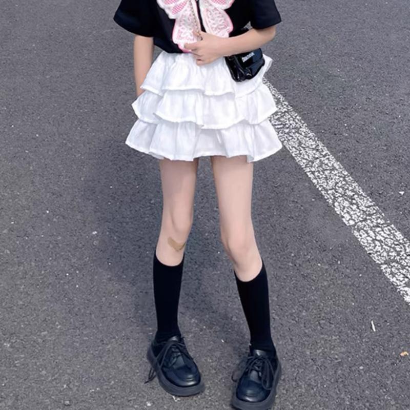 Girls Skirt Summer Style Princess Cake Skirt Half Skirt Medium And Large Children Black And White Fluffy Skirt - Image 4