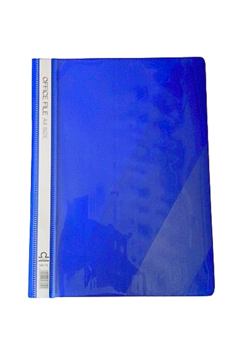 Libra A4 Office File Clear Front Report Covers Project File with Fasteners for School Office Report File Matte Materials with Side Pocket Blue Color Office organiser Document Organiser-12pc/Pack - Image 1