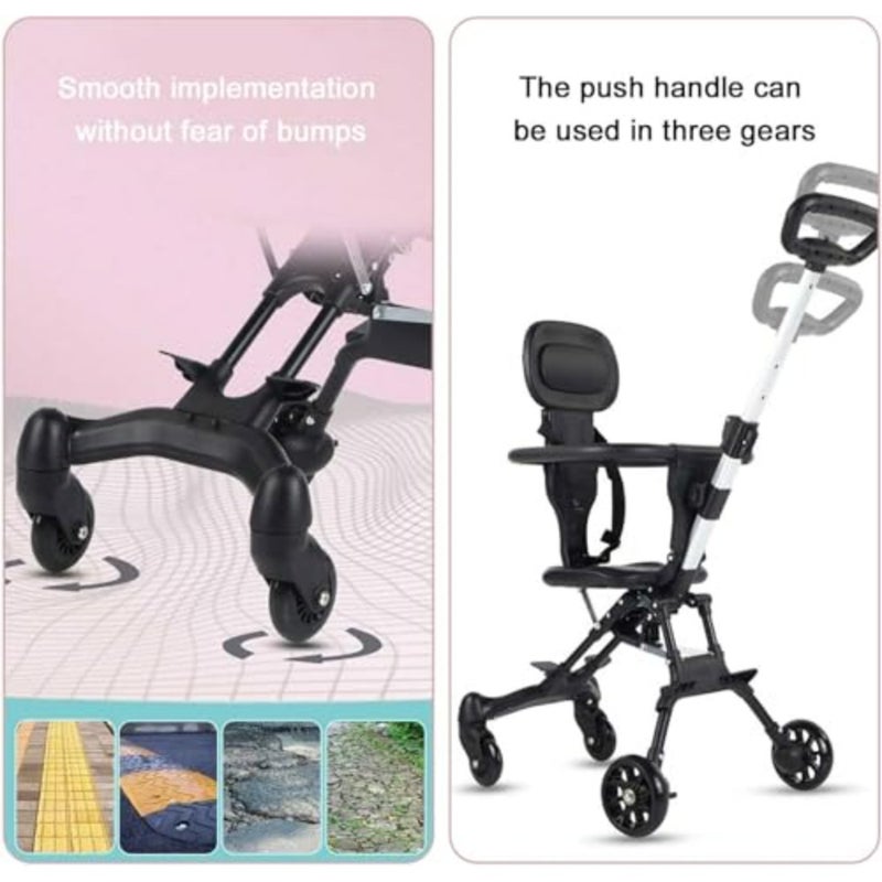 Lightweight stroller for shopping, walking, travel; aluminum frame, navy blue; compact fold, adjustable handles, UPF 50+ sunshade - Image 1