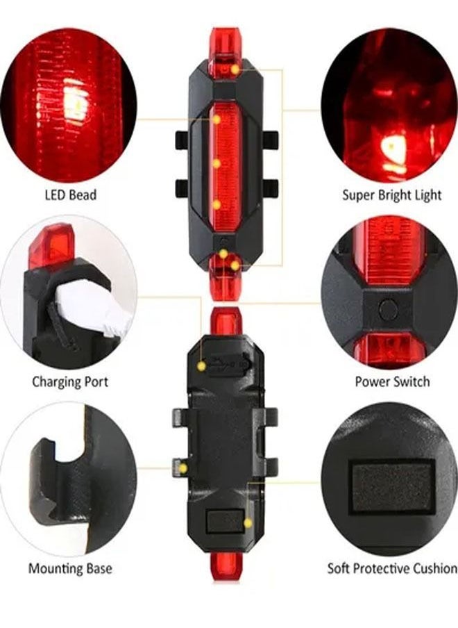 ZCM-HAPPY 4-Piece USB Rechargeable Front and Tail Lights Safety Riding Lights  - Image 3
