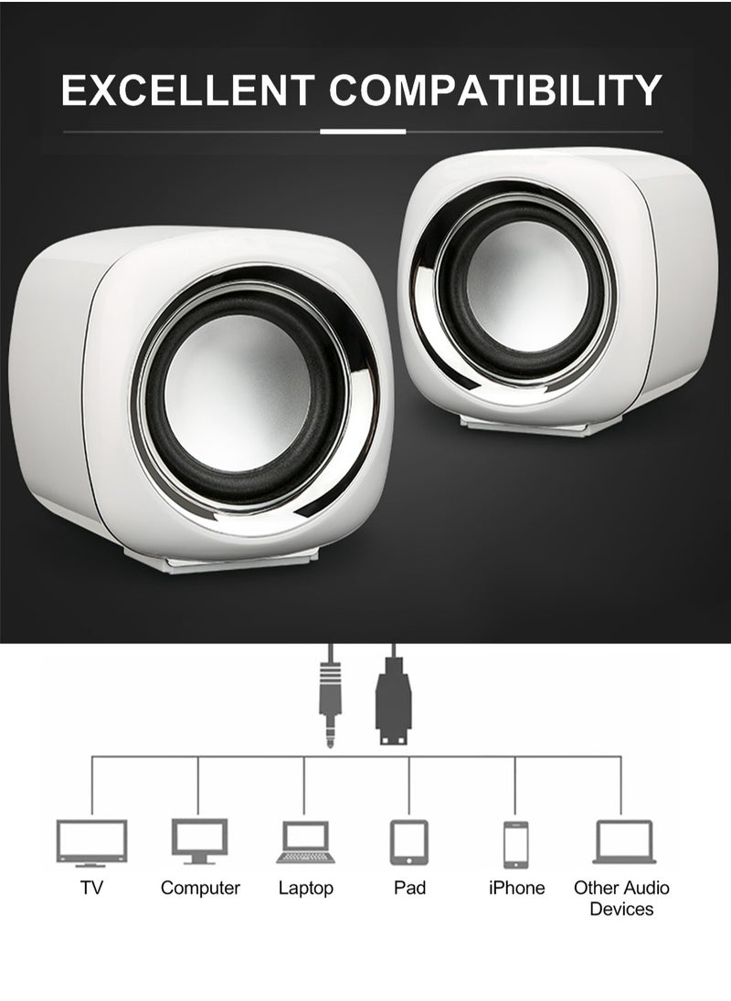 Computer Speakers, 6W PC Powered Speakers USB Speaker Monitor Speakers for Desktop Computer/PC/Laptop Gaming Speaker