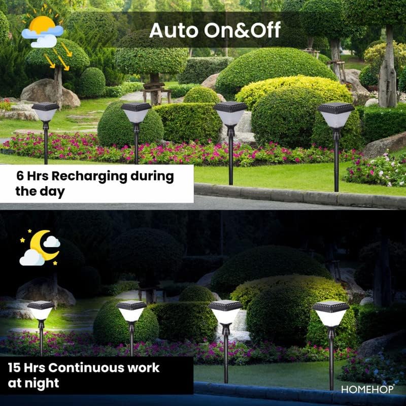 Homehop Solar Garden Light 10 LED Outdoor, Waterproof Pathway, Ground, Lawn, Decorative Bollard Lamp 2200mAh with Remote Control (ABS, RGB Pack of 2) - Image 3