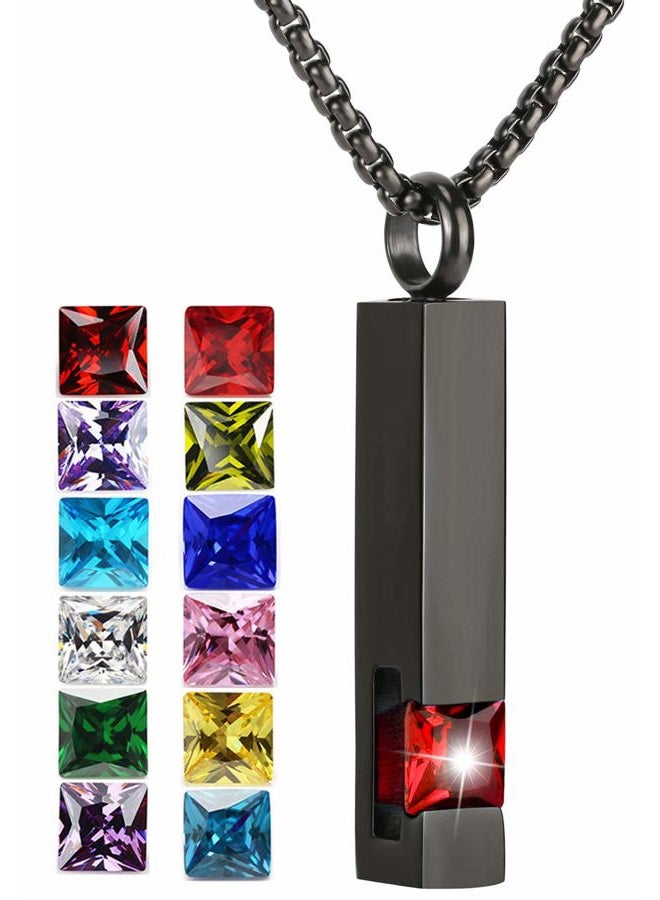 YOUFENG Urn Necklaces for Ashes Birthstone Cube Urns for Human Ashes Memorial Cremation Urn Locket Keepsake Ashes Jewelry, 1.26 inch * 0.24 inch, Crystal, Cubic Zirconia - Image 1