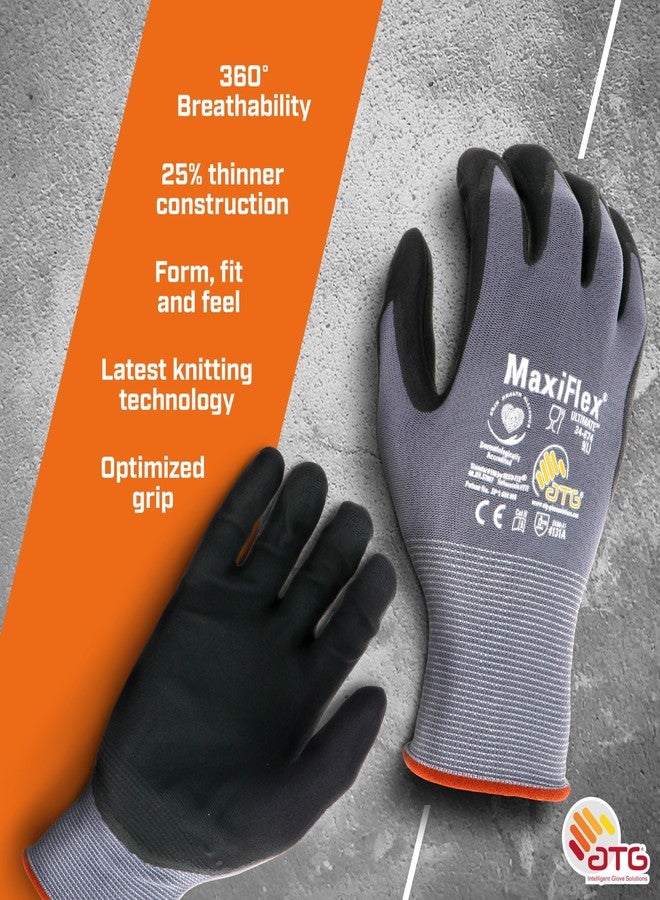 ATG 34-874T/M Maxiflex Ultimate, 15G Gray Nylon Shell, Black Nitrile Grip, Tagged Gray M - Image 5