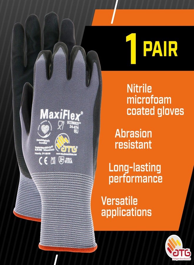 ATG 34-874T/M Maxiflex Ultimate, 15G Gray Nylon Shell, Black Nitrile Grip, Tagged Gray M - Image 2