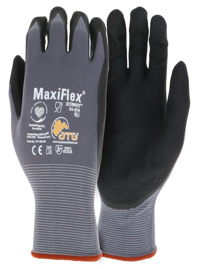 ATG 34-874T/M Maxiflex Ultimate, 15G Gray Nylon Shell, Black Nitrile Grip, Tagged Gray M - Image 1