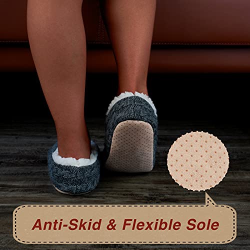 cosyone1997 2-Pair Womens Slipper Socks with Non-Slip Grippers, Winter Warm Fuzzy House Shoes Indoor Soft Sole, Cozy Gifts for Christmas Unique - Image 4