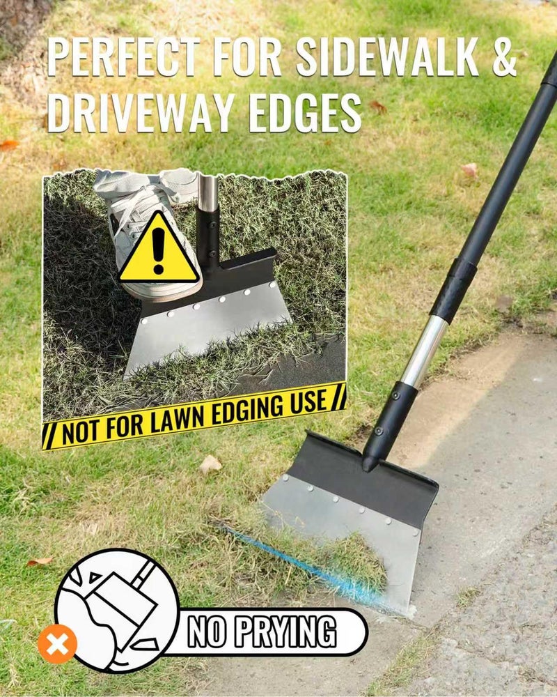 BlumeTrec Garden Flat Shovel, Heavy Duty Multifunctional Cleaning Shovel with 60" Adjustable Long Handle, Metal Floor Scraper Tool for Weeding, Scraping, Ice & Snow Removal, Driveway, Sidewalk, Garden, Outdoor - Image 3