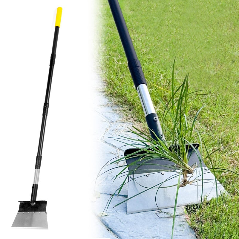 BlumeTrec Garden Flat Shovel, Heavy Duty Multifunctional Cleaning Shovel with 60" Adjustable Long Handle, Metal Floor Scraper Tool for Weeding, Scraping, Ice & Snow Removal, Driveway, Sidewalk, Garden, Outdoor - Image 1