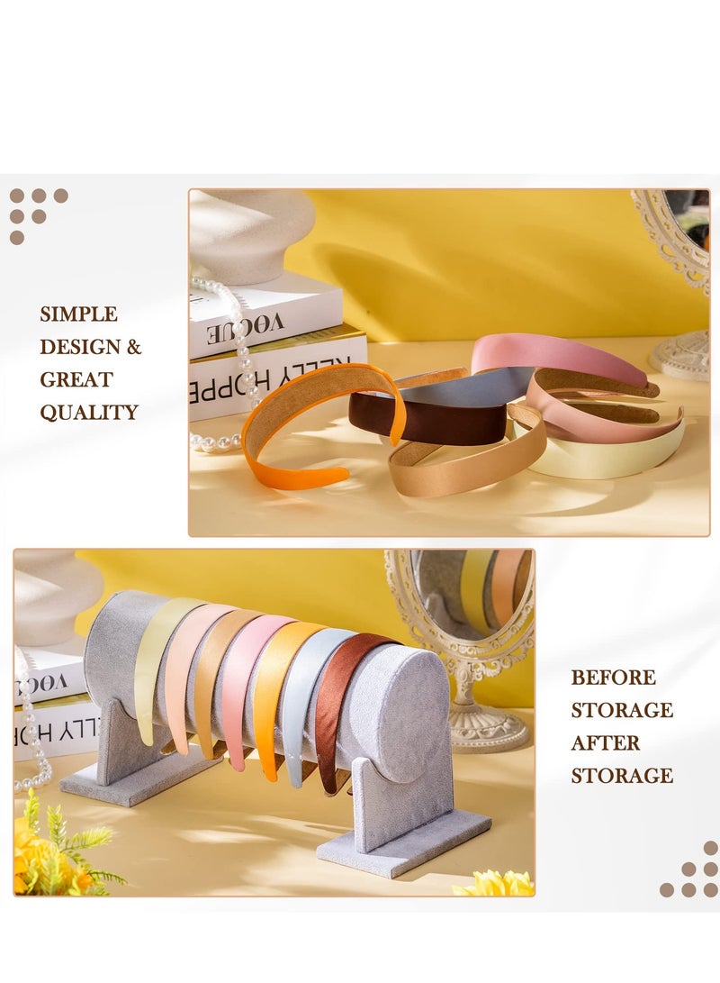 2 Pcs Velvet Headband Holder, Hairband Display Stand Headpieces Organizer Headband Jewelry Organizer Headband Holder Organizer Jewelry Storage Organizer Hair Jewelry Display Accessory (Grey) - Image 4