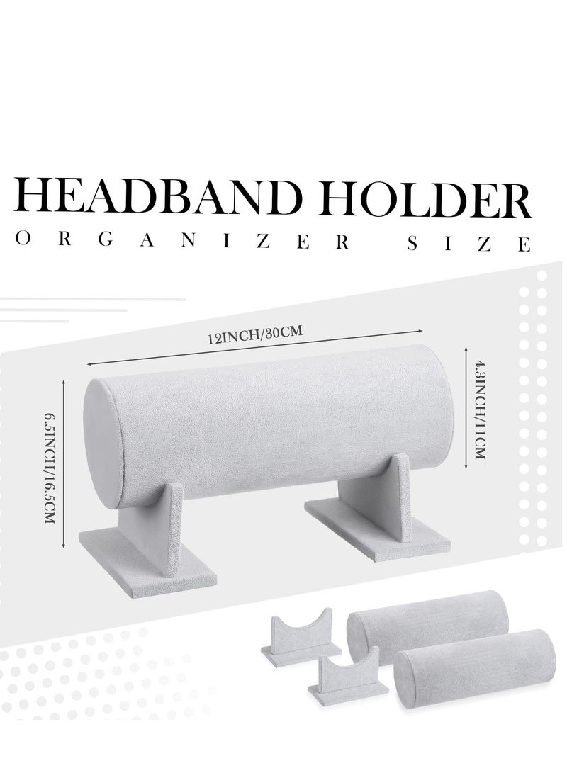 2 Pcs Velvet Headband Holder, Hairband Display Stand Headpieces Organizer Headband Jewelry Organizer Headband Holder Organizer Jewelry Storage Organizer Hair Jewelry Display Accessory (Grey) - Image 2