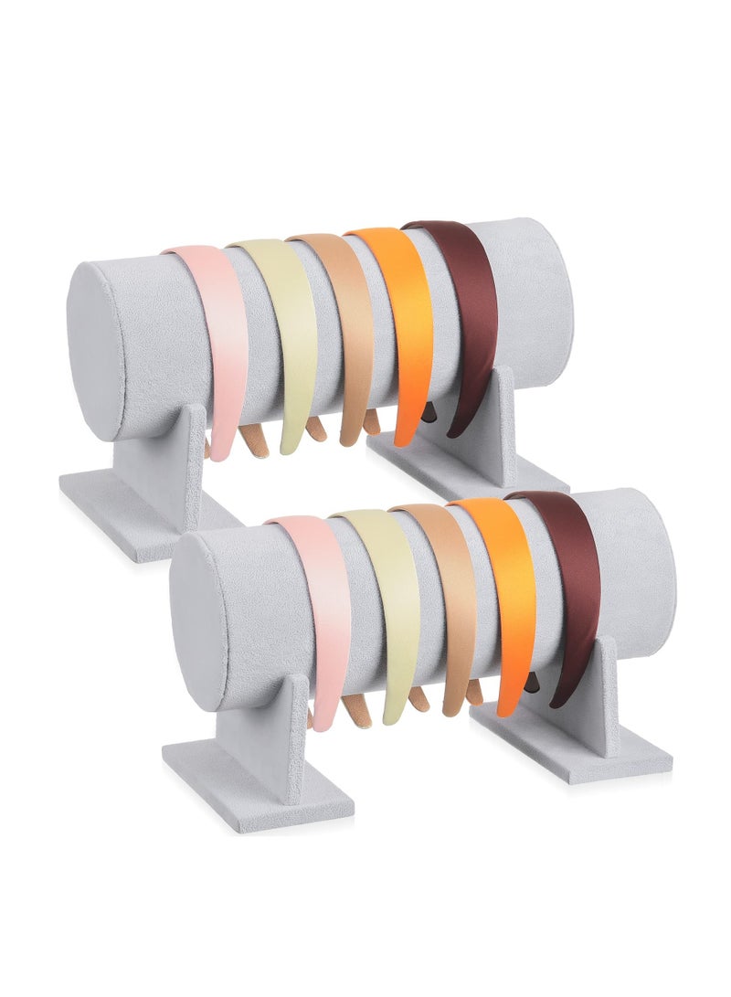 2 Pcs Velvet Headband Holder, Hairband Display Stand Headpieces Organizer Headband Jewelry Organizer Headband Holder Organizer Jewelry Storage Organizer Hair Jewelry Display Accessory (Grey) - Image 1