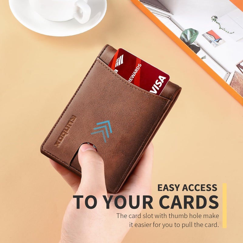 RUNBOX Slim Money Clip Wallets for Men RFID Blocking 11 Card Holder Minimalist Small Leather Bifold Men's Front Pocket Wallet Gift Box - Image 4