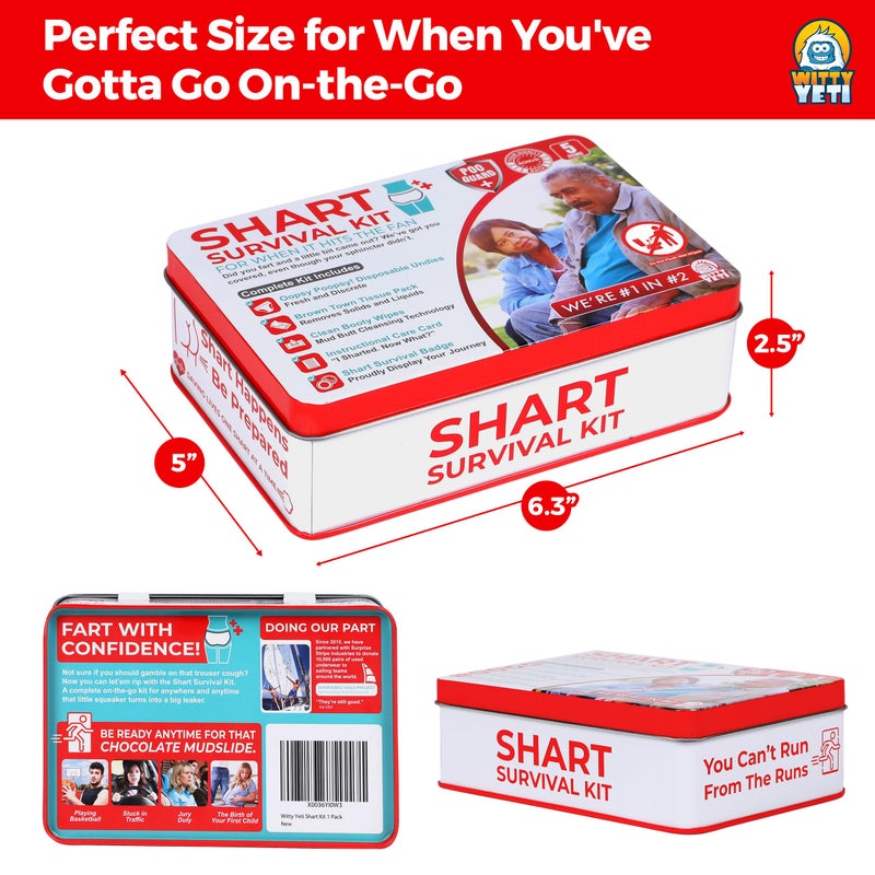Witty Yeti Funny Shart Survival Kit by Witty Yeti. Ultimate Poop Prank Gag Gift Set Contains Wet Wipes, Disposable Underwear, Tissues and Hilarious Badge. Novelty Fart Potty Pack Great for Friends or Family - Image 4