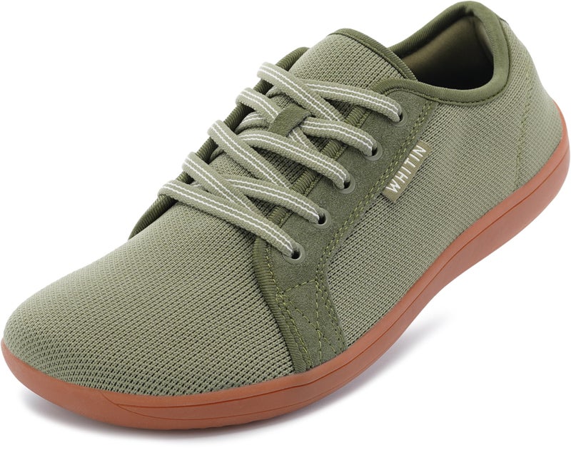WHITIN Men's Extra Wide Fashion Barefoot Sneakers Zero Drop Sole W81 Size 11W Minimus Weightlifting Minimalist Tennis Shoes Walking Green Gum 44 - Image 1