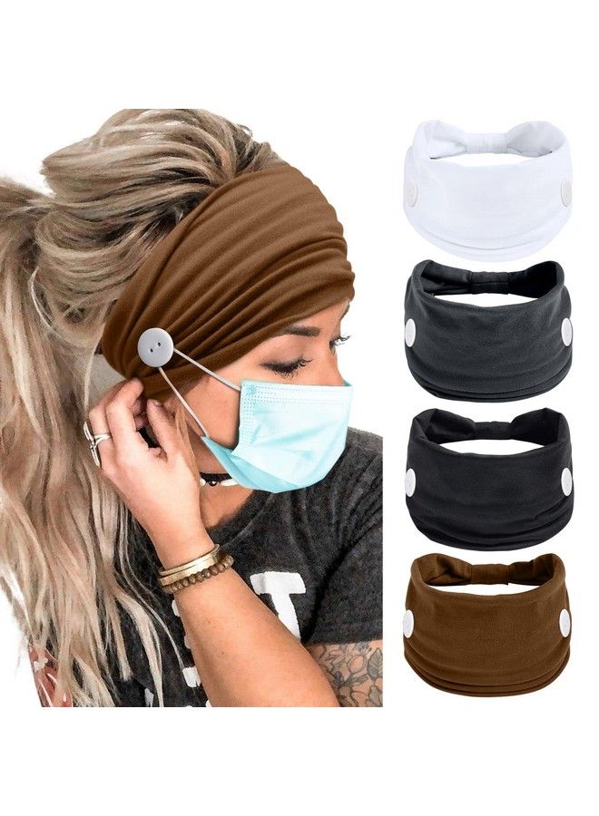 Huachi Button For Mask Women Nurses Headband No Slip Elastic Ear Protection Men Doctors Hairband Knotted Sport Sweatband Head Bands For Protect Ear - Image 1