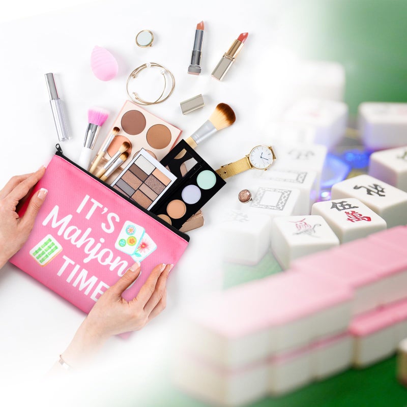 SilTriangle 16 Pcs Mahjong Cosmetic Bag Gifts for Women Mahjong Makeup Bag Mah Jong Zippered Pouch for Lover Player Mothers Birthday Party Lucky Mah Jong Gift Coquette Accessories (Styles 2) - Image 3