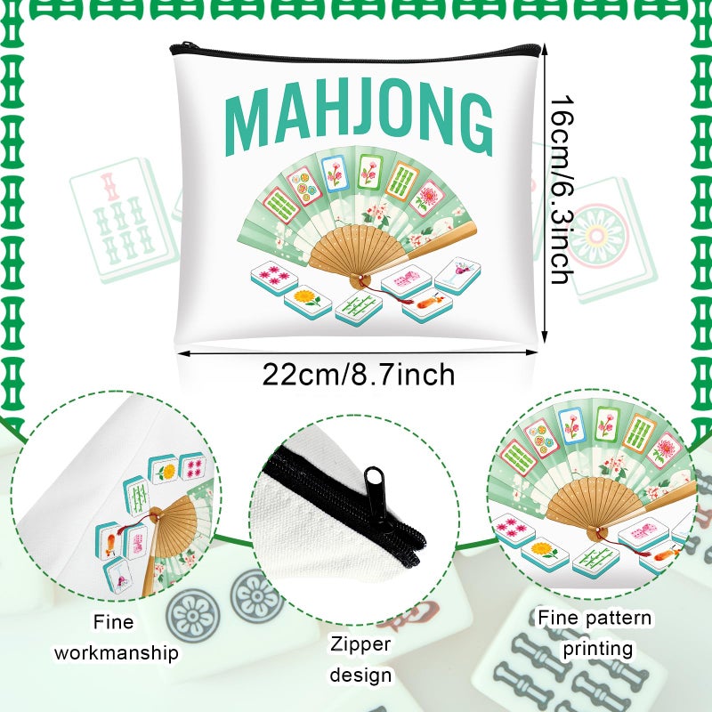 SilTriangle 16 Pcs Mahjong Cosmetic Bag Gifts for Women Mahjong Makeup Bag Mah Jong Zippered Pouch for Lover Player Mothers Birthday Party Lucky Mah Jong Gift Coquette Accessories (Styles 2) - Image 2