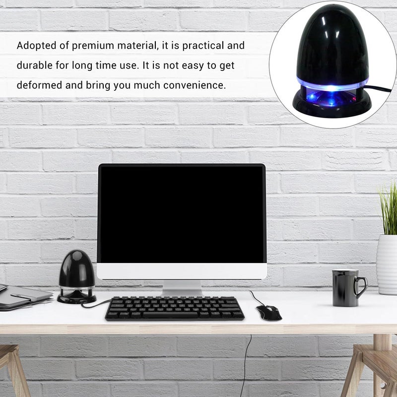 USB Portable Mini Speaker with LED Light 3 5mm Aux Wired Desktop Laptop Computer Speaker Black Blue - Image 4