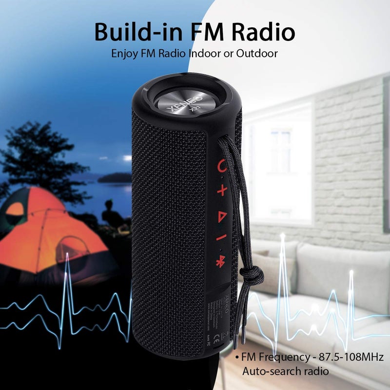 Xeneo X21 Portable Outdoor Wireless Bluetooth Speaker Waterproof with FM Radio, Micro SD Card Slot, AUX for Shower - Hard Travel Case Included - Image 4