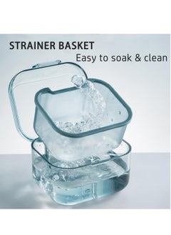 Excefore Leak Proof Denture Case, Retainer Case Orthodontic Denture Cup with Strainer, with Drain Tray, for Dentures, Partial Dentures, Traditional Braces, Etc  - Image 3