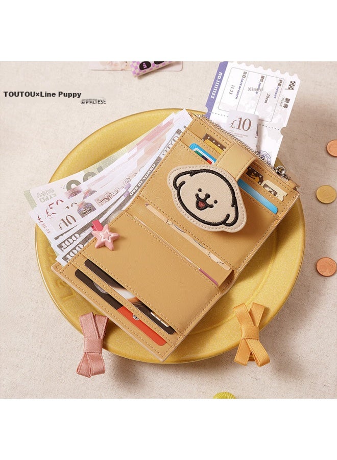 Toutou Women's Bag Spring New Line Puppy Co-branded Cowhide Wallet Card Holder Multi-card Slot Coin Purse Female Birthday Gift