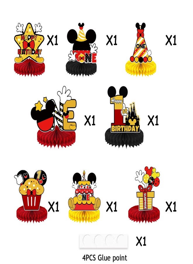 NF orange Mouse Table Honeycomb Centerpieces,Cartoon Mouse Themed Table Topper Decor One Year Old Birthday Party Supplies(8 Pcs) - Image 3