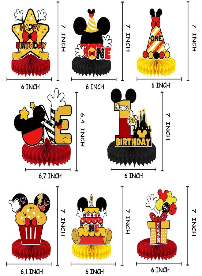 NF orange Mouse Table Honeycomb Centerpieces,Cartoon Mouse Themed Table Topper Decor One Year Old Birthday Party Supplies(8 Pcs) - Image 4