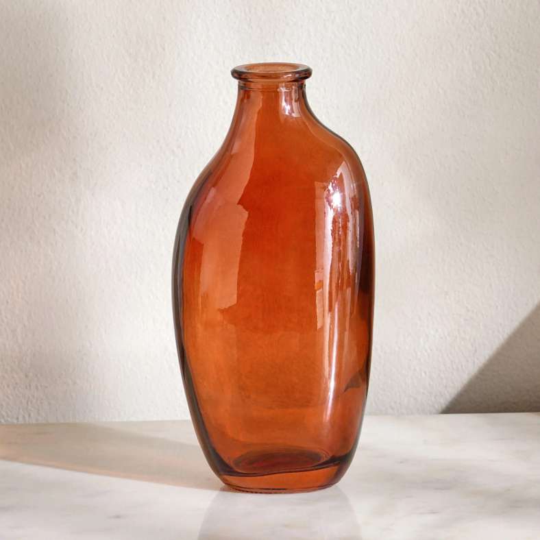 Pan Home مزهرية أمفورا زجاجية كهرمانية لتزيين المنزل - Image 4