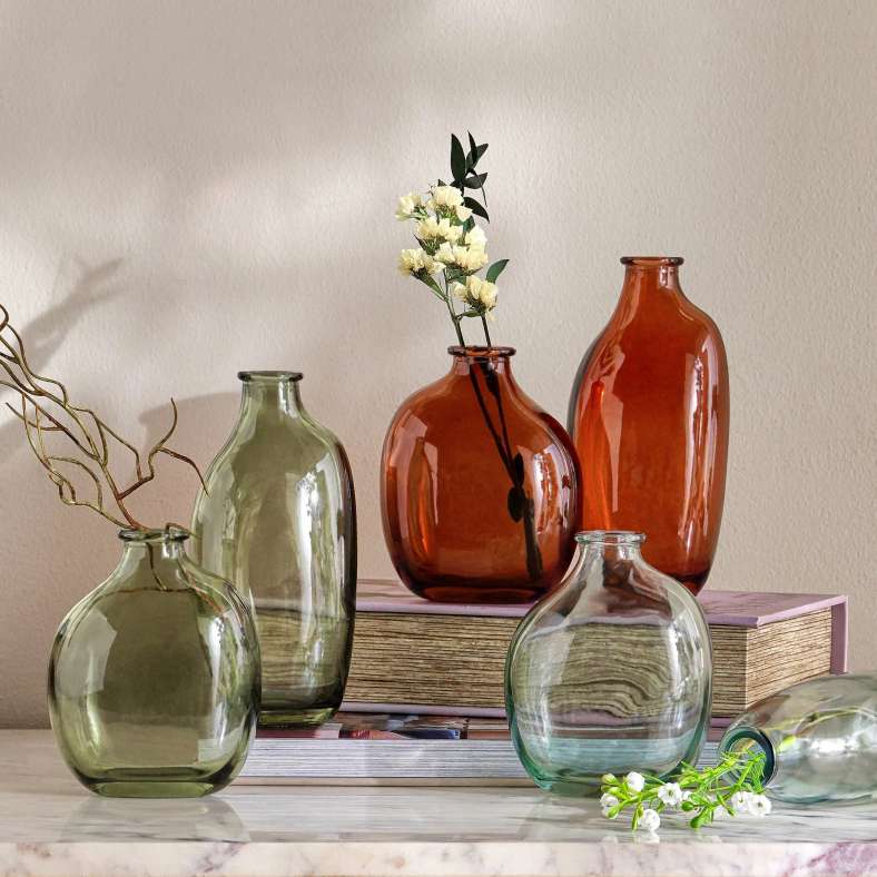 Pan Home مزهرية أمفورا زجاجية كهرمانية لتزيين المنزل - Image 3