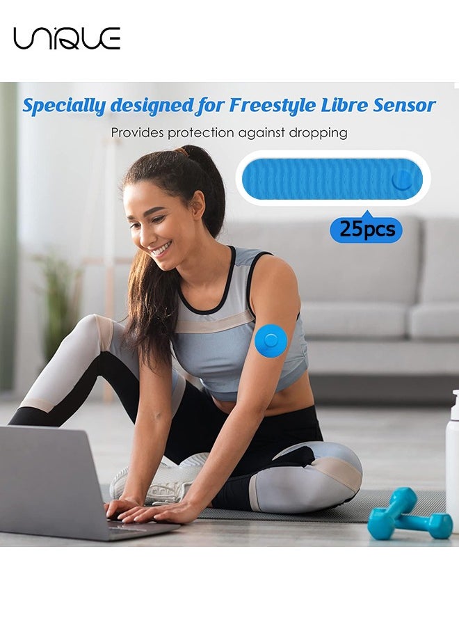 Unique - Freestyle Adhesive Patch, 25 PCS Good for Libre– Enlite – Guardian –Pre-Cut Back Paper Waterproof Libre2/3 Sensor Covers（Blue） - Image 1