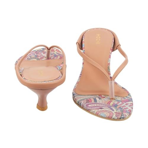 Mochi Women Peach Synthetic Leather Kitten Heel Fashion Sandal UK/6 EU/39 (40-198) - Image 5