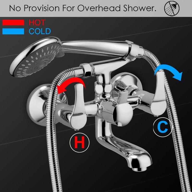 ALTON ESA9295 Brass Wall Mixer With 3Function Hand Shower SS304 Grade 15 Meter Tube and Crutch Chrome Finish - Image 2