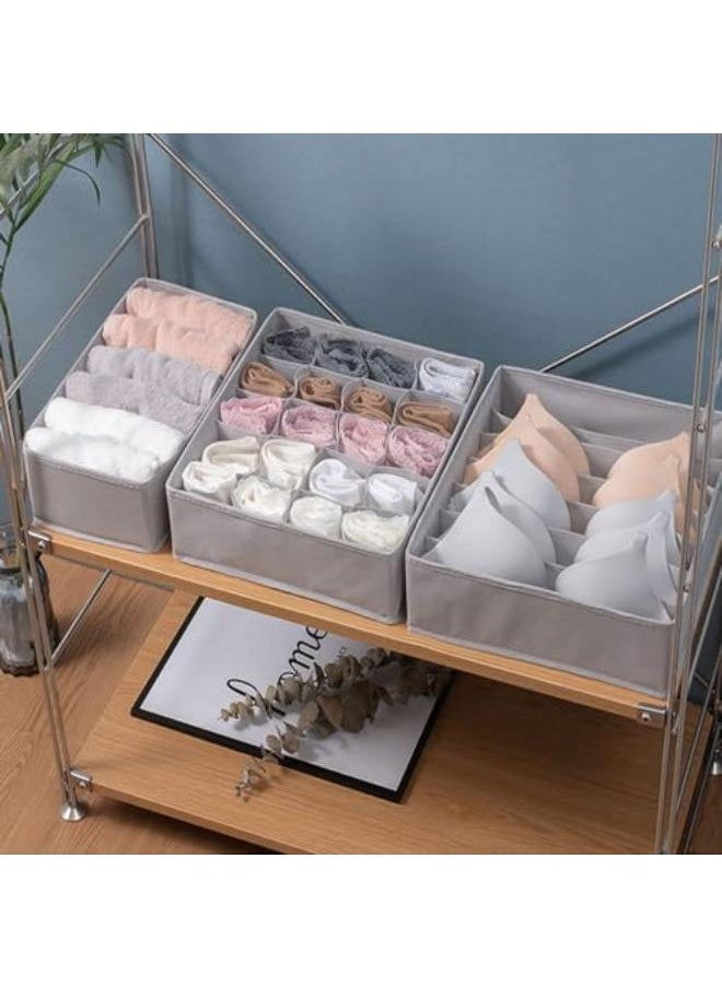 Generic Underwear Drawer and Closet Organizer Dresser Drawer Divider Organizer For Underwear Scarf Socks Clothes Washable Foldable Non-Woven Cloth Storage Boxes Grey 4 Pcs  - Image 3