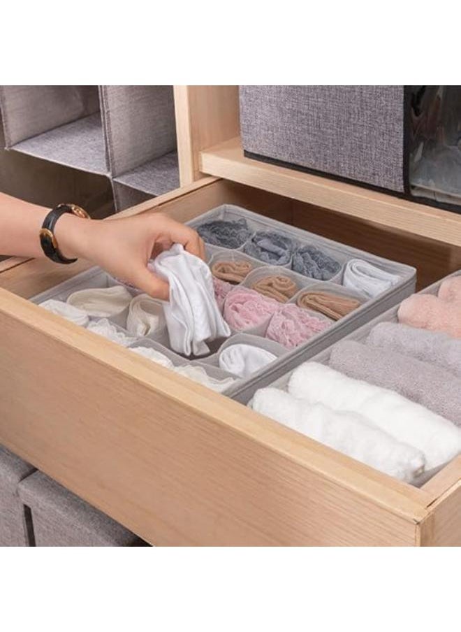 Generic Underwear Drawer and Closet Organizer Dresser Drawer Divider Organizer For Underwear Scarf Socks Clothes Washable Foldable Non-Woven Cloth Storage Boxes Grey 4 Pcs  - Image 4