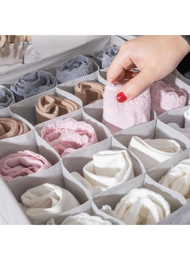 Generic Underwear Drawer and Closet Organizer Dresser Drawer Divider Organizer For Underwear Scarf Socks Clothes Washable Foldable Non-Woven Cloth Storage Boxes Grey 4 Pcs  - Image 5