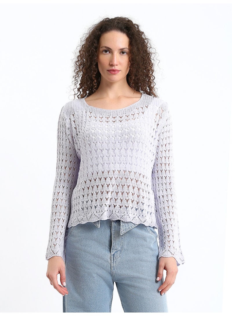 LC WAIKIKI Crew Neck Hole-Knitted Women's Knitwear Sweater - Image 1