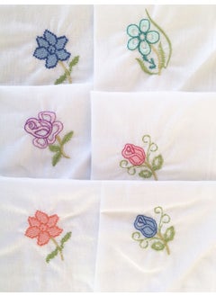 Hepsine Rakip Rivaling All Gift Embroidered Women's Handkerchief Pack of 6 28X28 cm 100 Cotton 