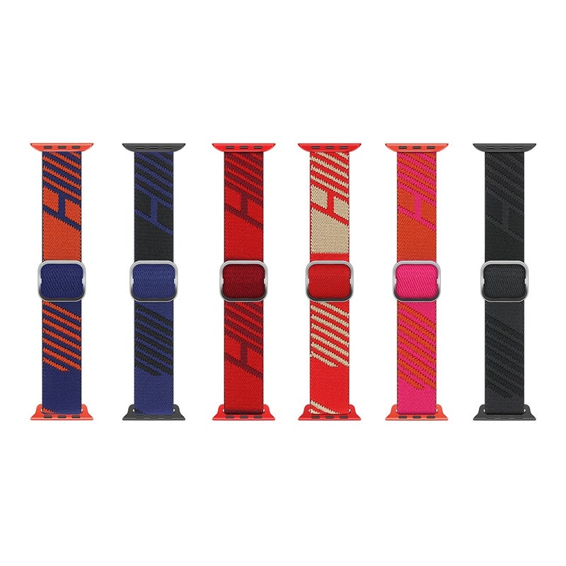 Two-color Nylon Braid Watch Band For Apple Watch Series 9&8&7 41mm / SE 3&SE 2&6&SE&5&4 40mm / 3&2&1 38mm(Heart Red Red)